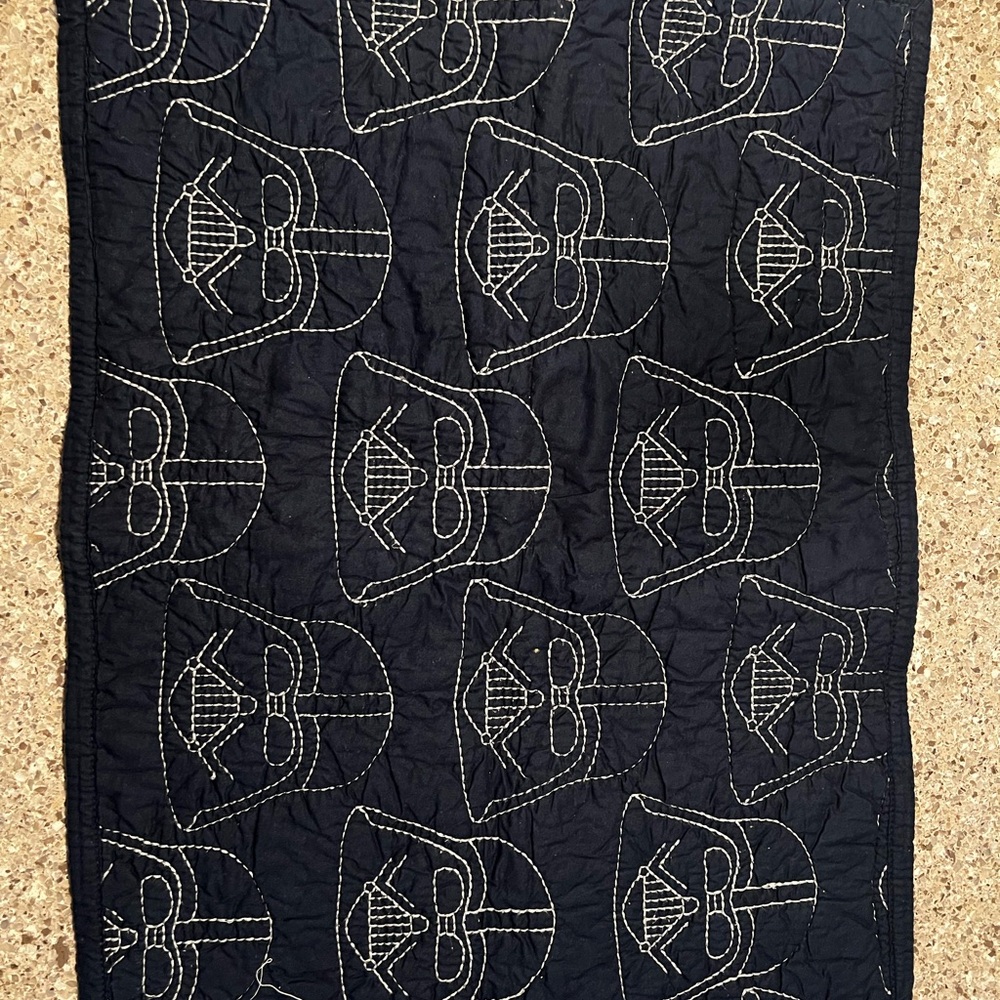 2 Pottery Barn Kids Navy Quilt with White Stitching Pillow Cases, Darth Vader